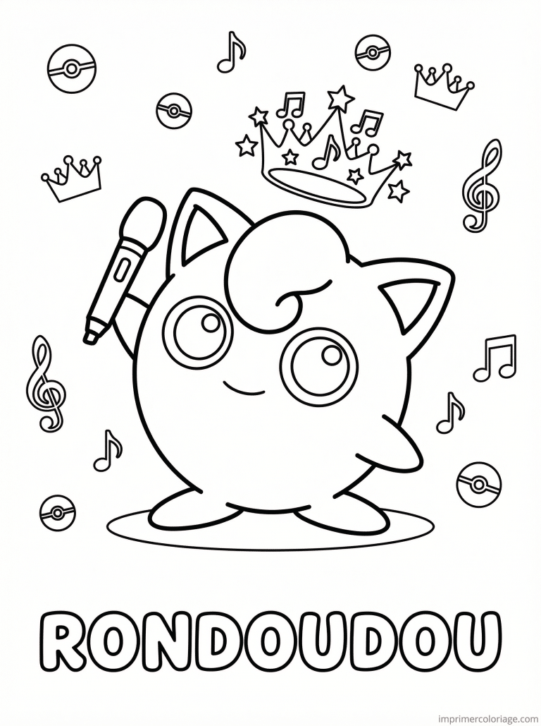 coloriage pokemon rondoudou superstar pokemon - dessin gratuit &agrave; imprimer