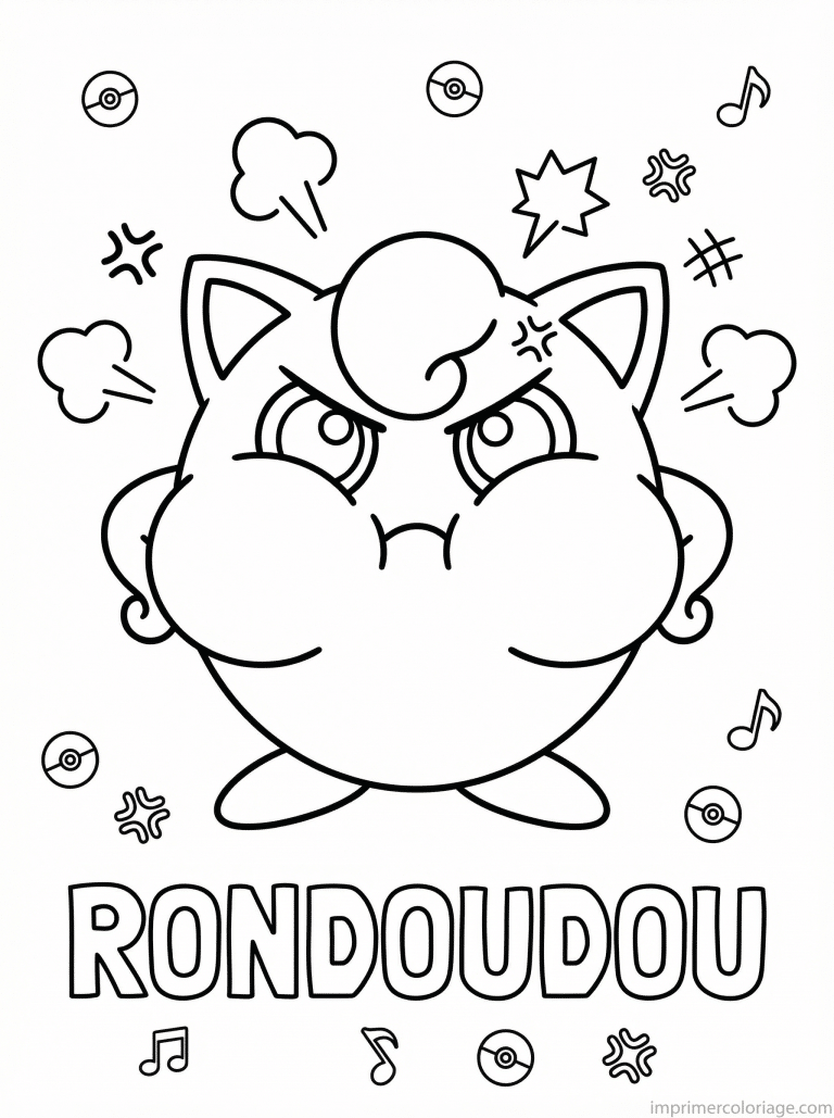coloriage pokemon rondoudou tres en colere - dessin gratuit &agrave; imprimer
