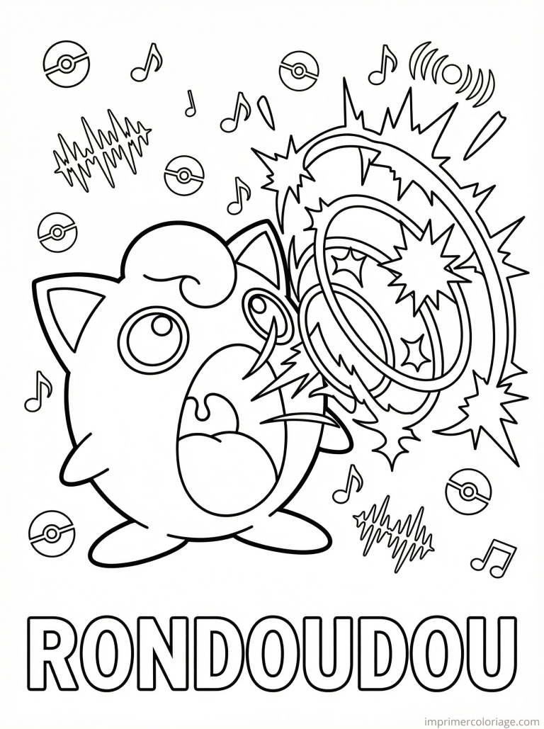 coloriage pokemon rondoudou voix puissante - dessin gratuit &agrave; imprimer