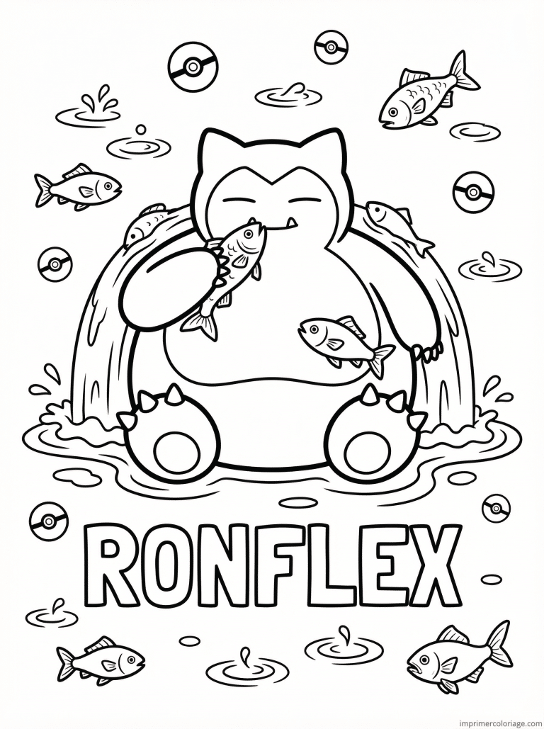 coloriage pokemon ronflex assis riviere - dessin gratuit &agrave; imprimer