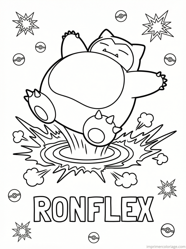 coloriage pokemon ronflex ecrasement corps - dessin gratuit &agrave; imprimer