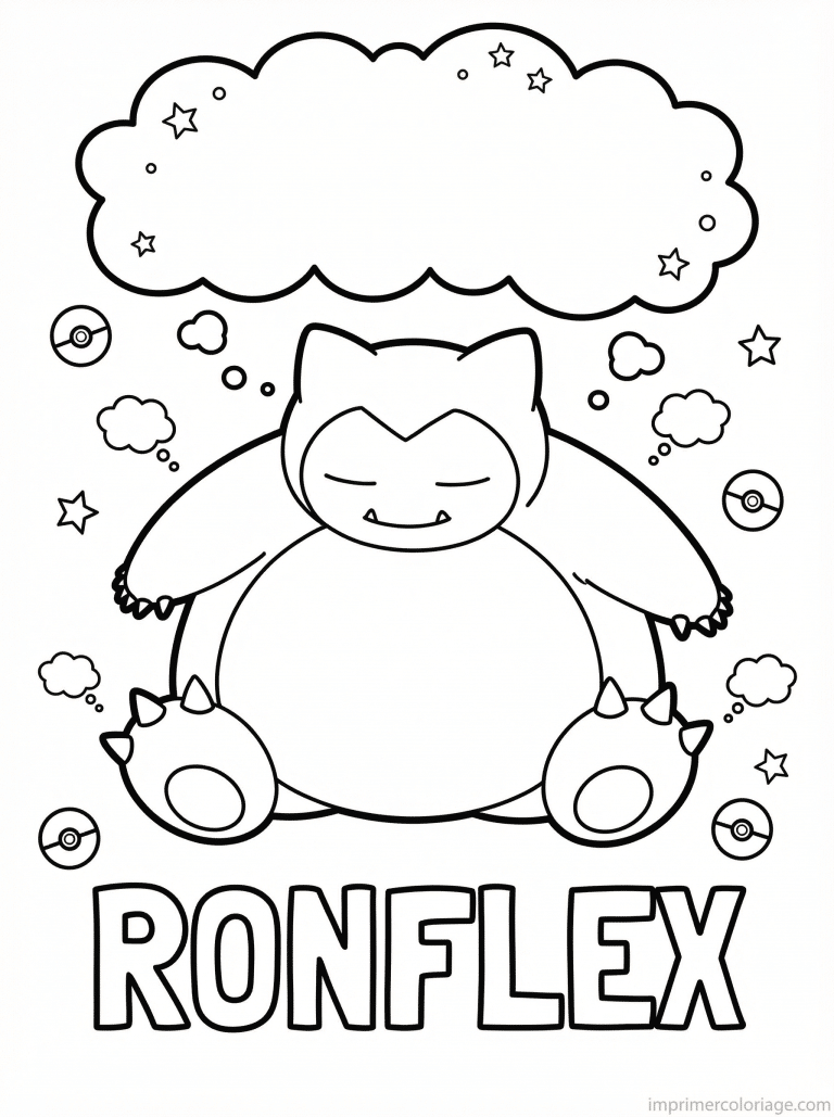 coloriage pokemon ronflex expression vide - dessin gratuit &agrave; imprimer