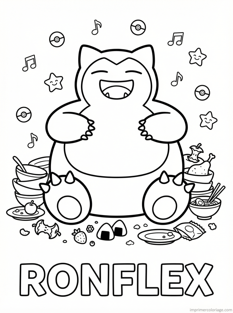 coloriage pokemon ronflex festin satisfait - dessin gratuit &agrave; imprimer