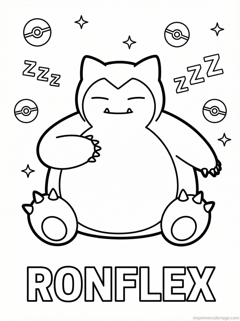 coloriage pokemon ronflex gratte ventre - dessin gratuit &agrave; imprimer