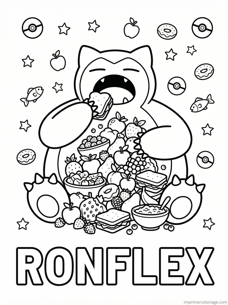 coloriage pokemon ronflex mange enormement - dessin gratuit &agrave; imprimer