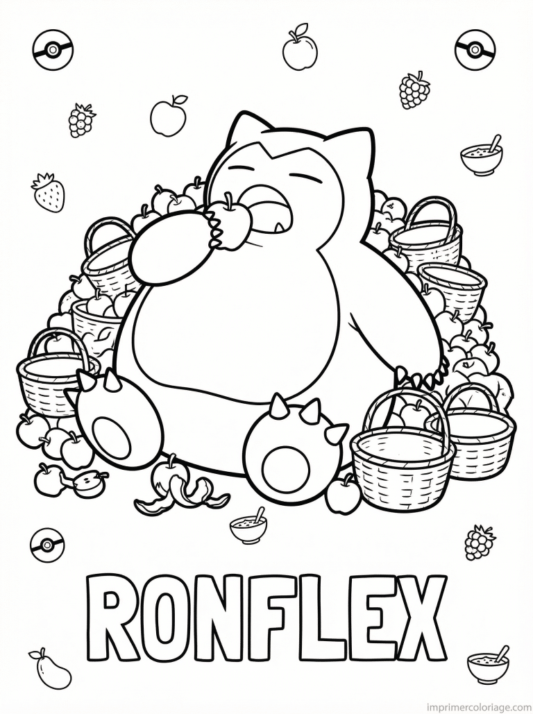 coloriage pokemon ronflex mange verger - dessin gratuit &agrave; imprimer