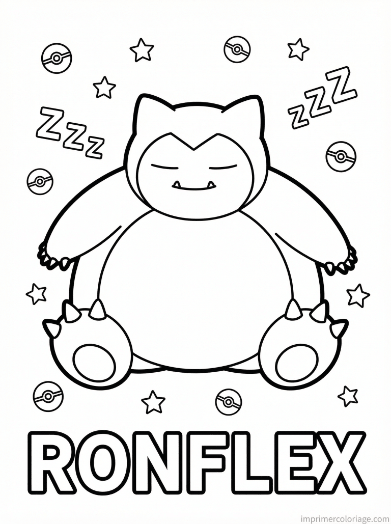 coloriage pokemon ronflex pose iconique legendaire - dessin gratuit &agrave; imprimer
