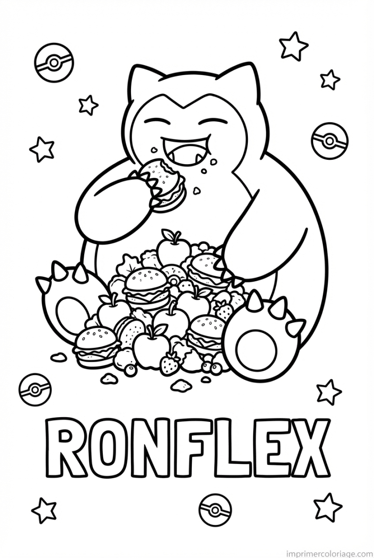 coloriage pokemon ronflex qui mange - dessin gratuit &agrave; imprimer