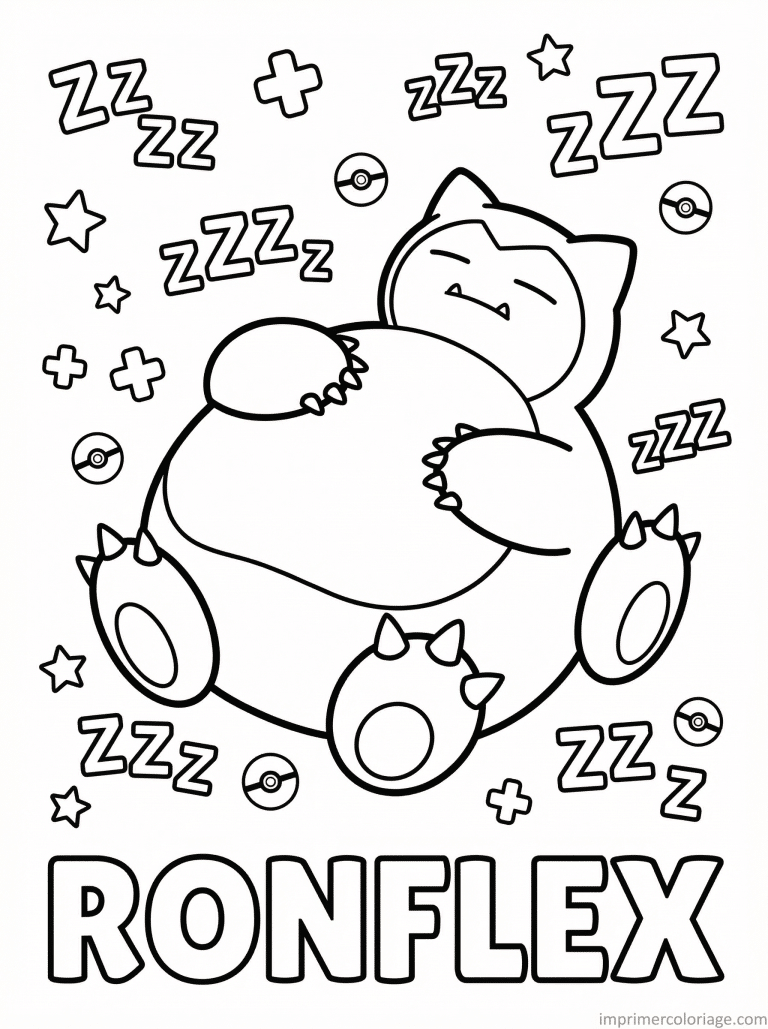 coloriage pokemon ronflex repos guerison - dessin gratuit &agrave; imprimer