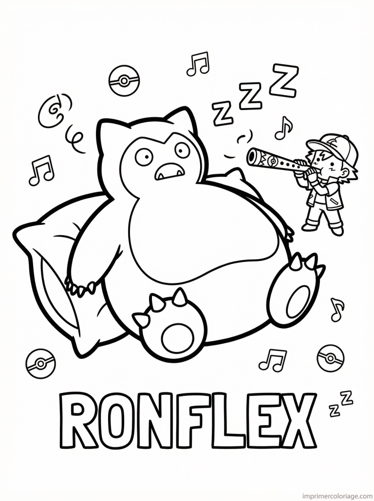 coloriage pokemon ronflex reveille flute - dessin gratuit &agrave; imprimer