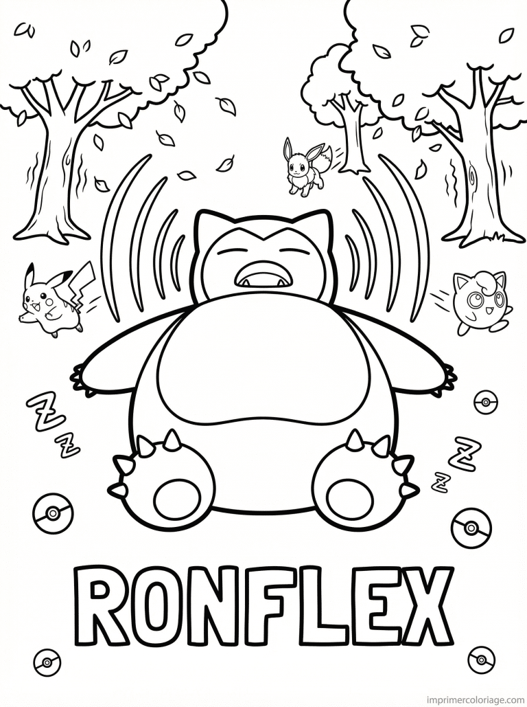coloriage pokemon ronflex ronfle fort - dessin gratuit &agrave; imprimer