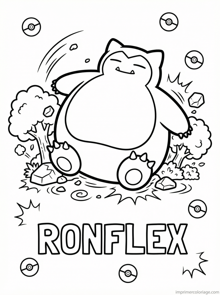 coloriage pokemon ronflex roulade geante - dessin gratuit &agrave; imprimer