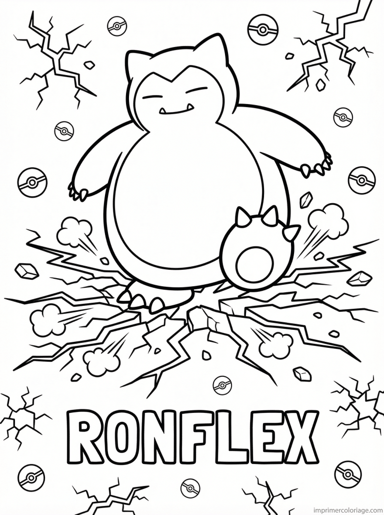 coloriage pokemon ronflex seisme pied - dessin gratuit &agrave; imprimer