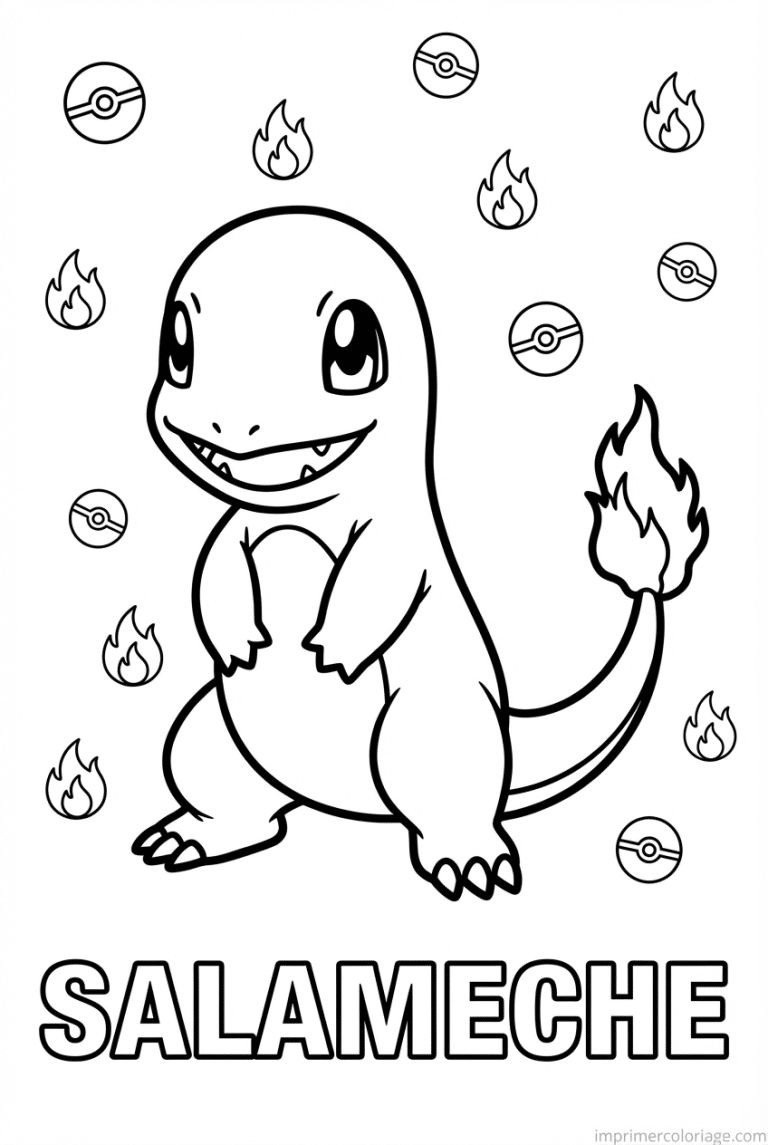 coloriage pokemon salameche assis mignon - dessin gratuit &agrave; imprimer