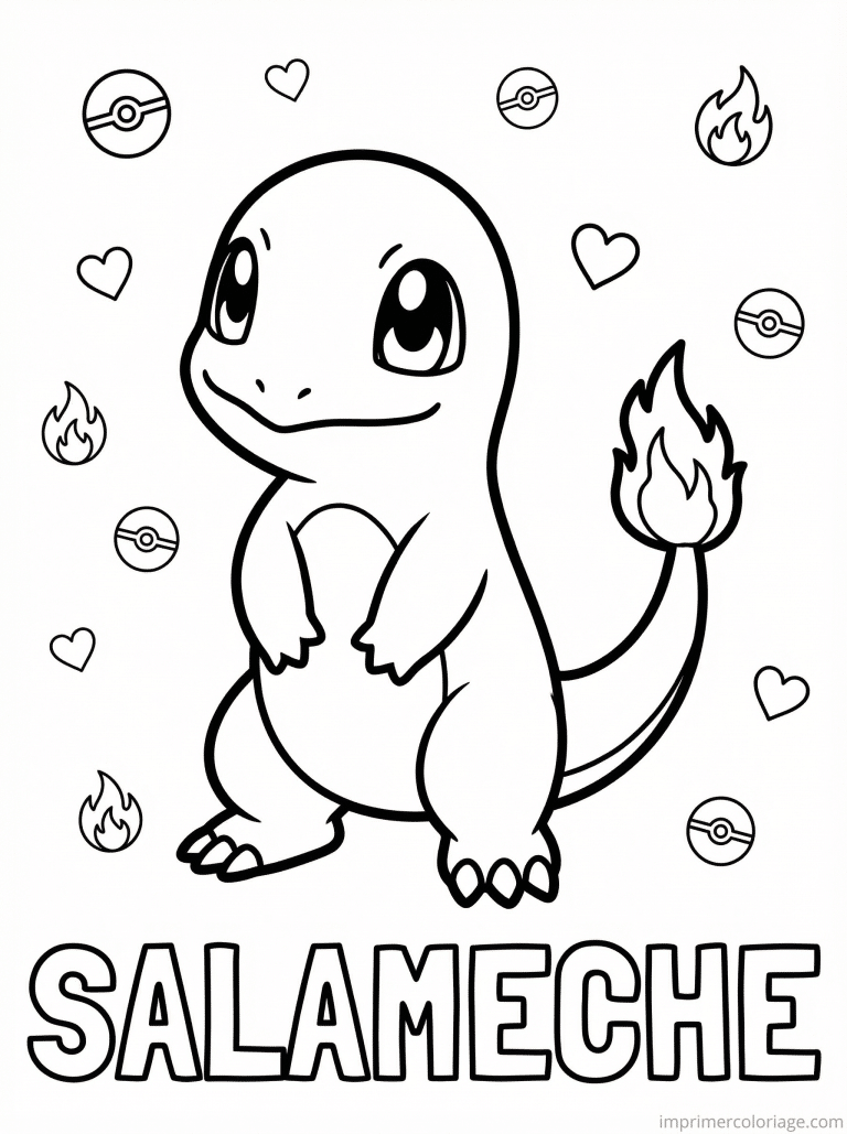 coloriage pokemon salameche attend dresseur 2 - dessin gratuit &agrave; imprimer