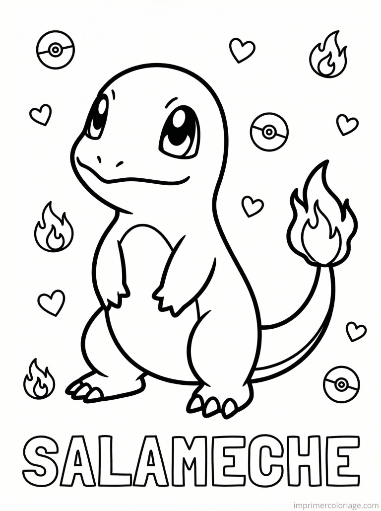 coloriage pokemon salameche attend dresseur - dessin gratuit &agrave; imprimer