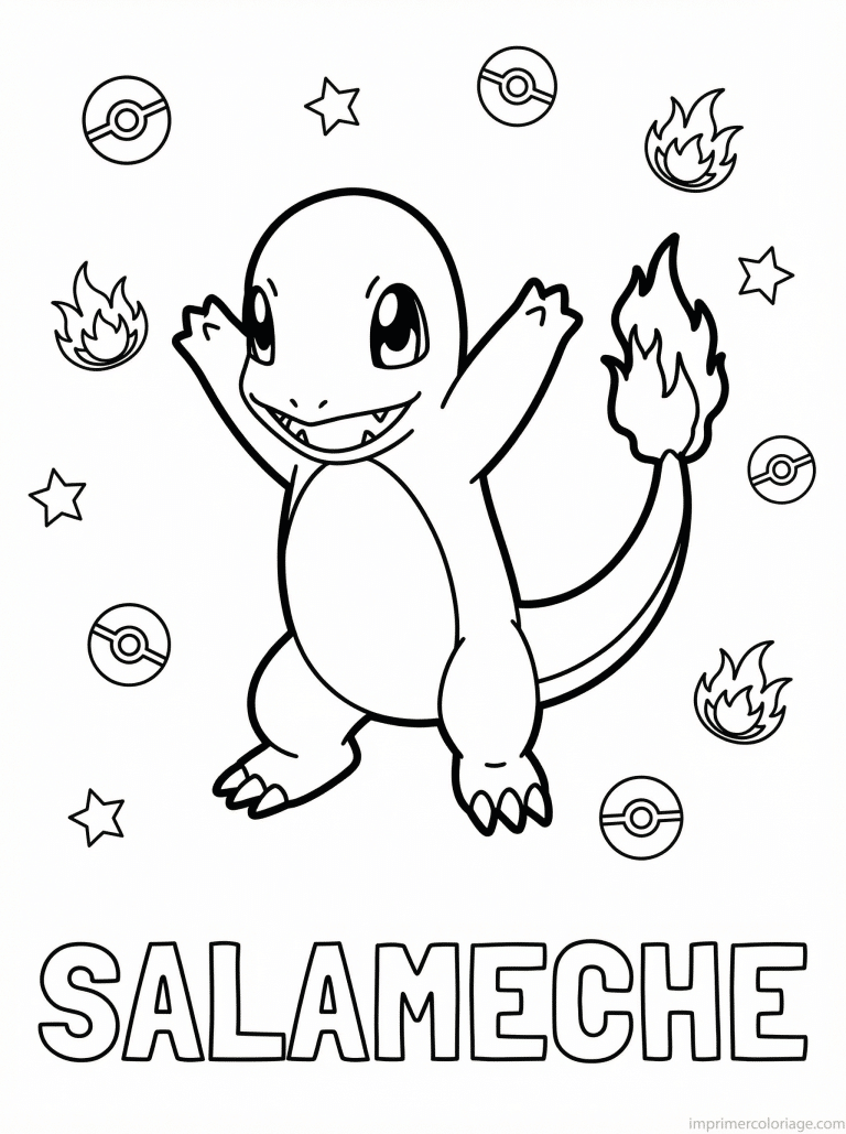 coloriage pokemon salameche celebre premiere victoire - dessin gratuit &agrave; imprimer