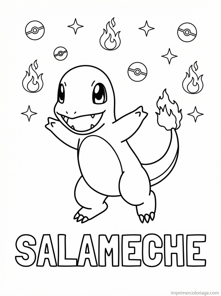 coloriage pokemon salameche courageux bataille 2 - dessin gratuit &agrave; imprimer