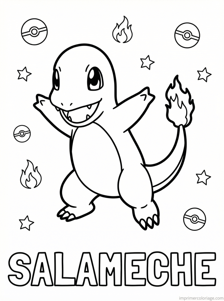 coloriage pokemon salameche courageux bataille - dessin gratuit &agrave; imprimer