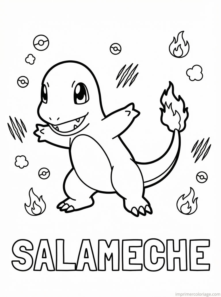 coloriage pokemon salameche griffe attaque 2 - dessin gratuit &agrave; imprimer