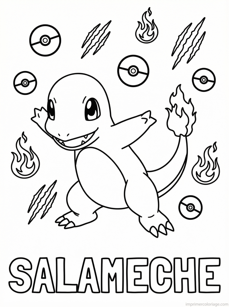 coloriage pokemon salameche griffe attaque - dessin gratuit &agrave; imprimer