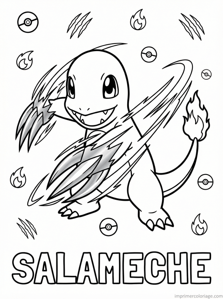coloriage pokemon salameche griffe metal 2 - dessin gratuit &agrave; imprimer