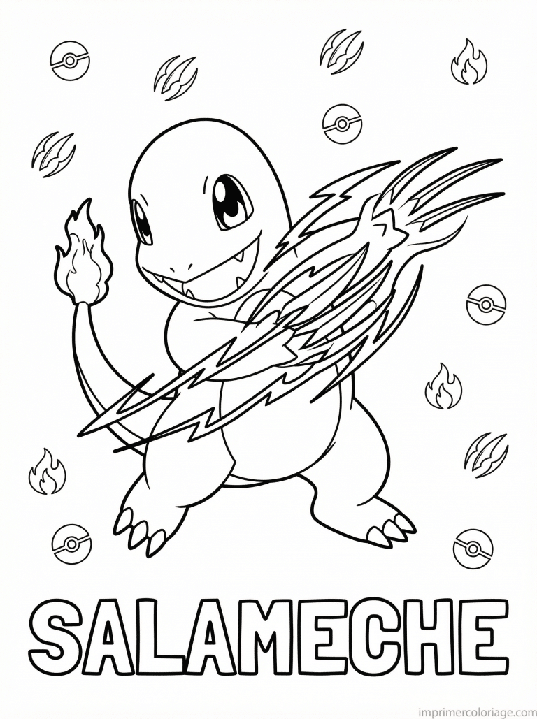coloriage pokemon salameche griffe metal - dessin gratuit &agrave; imprimer