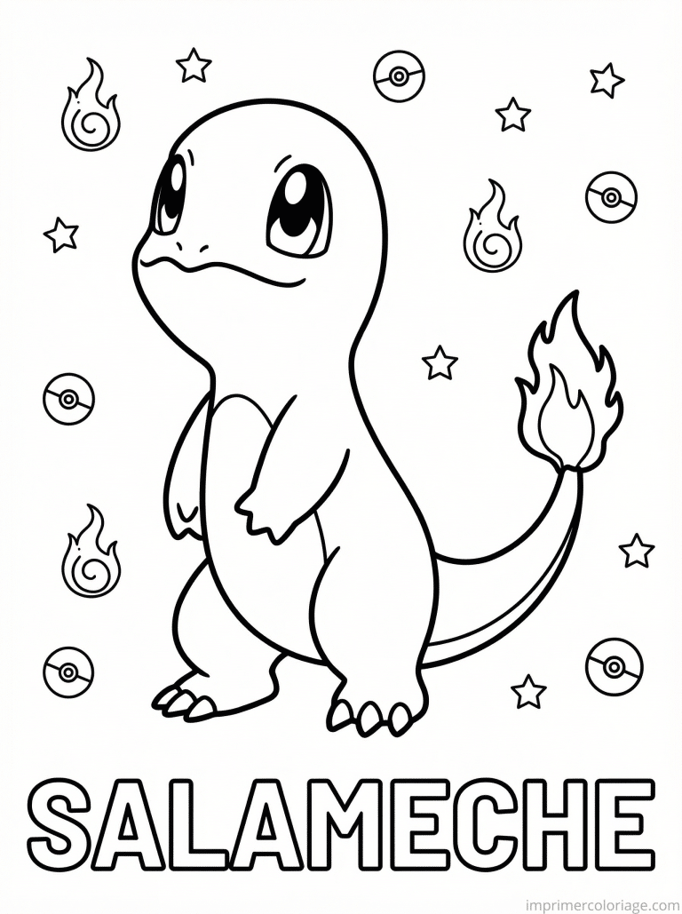 coloriage pokemon salameche reve etoiles - dessin gratuit &agrave; imprimer