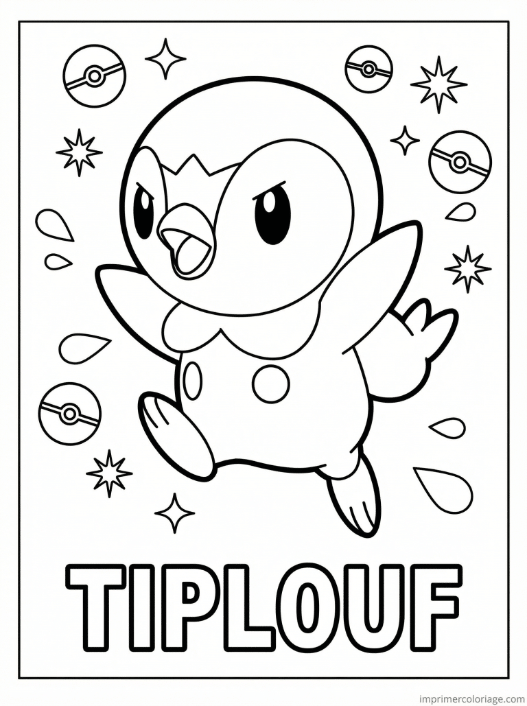 coloriage pokemon tiplouf attaque bec - dessin gratuit &agrave; imprimer