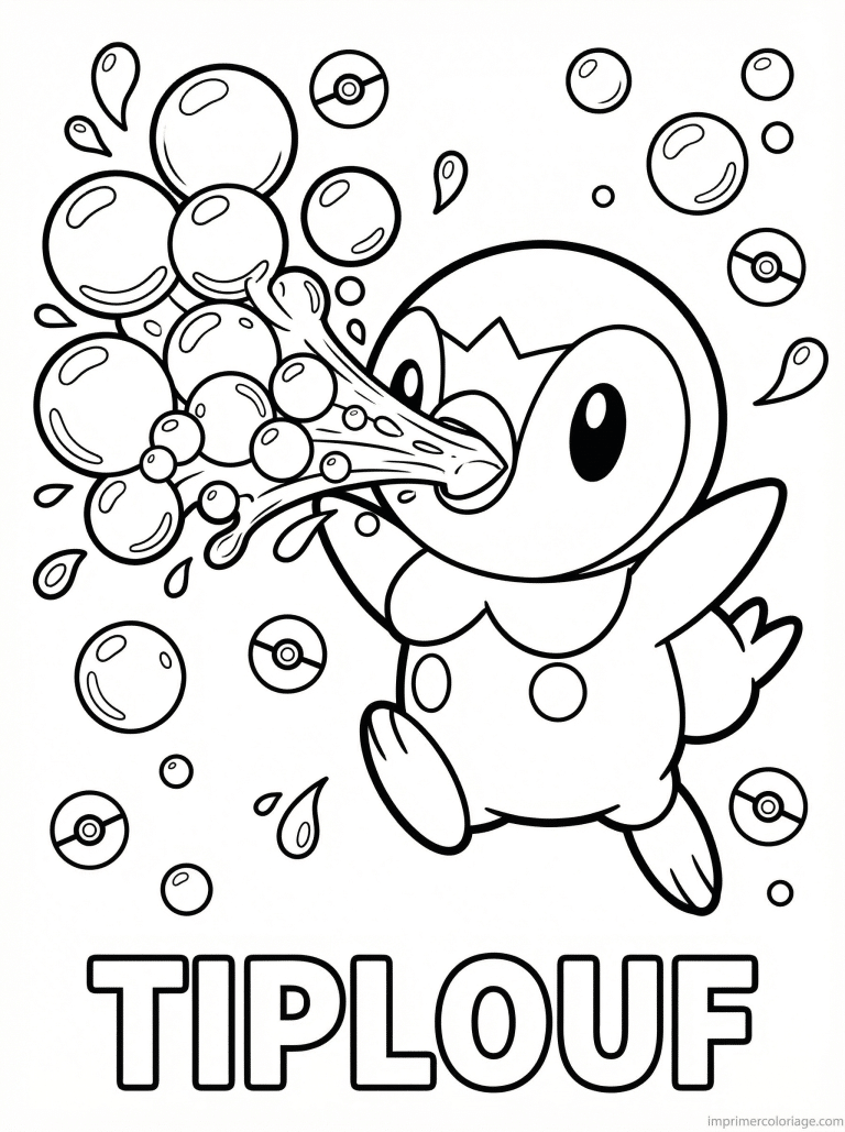 coloriage pokemon tiplouf bulles attaque - dessin gratuit &agrave; imprimer