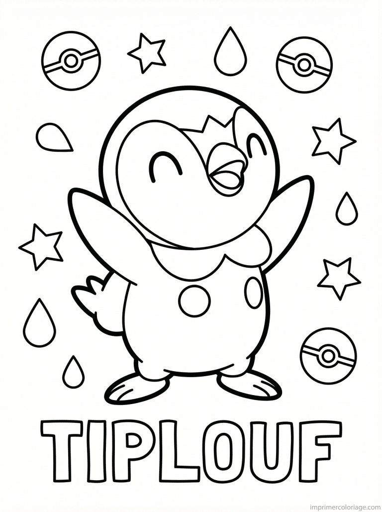 coloriage pokemon tiplouf celebre victoire - dessin gratuit &agrave; imprimer
