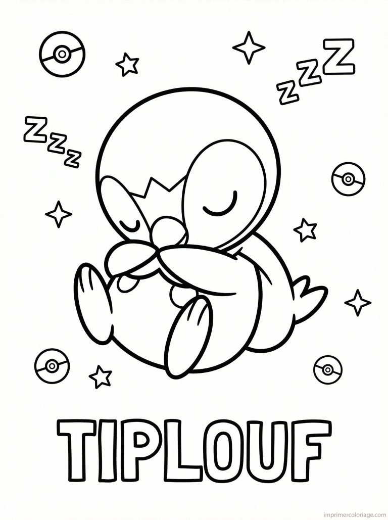 coloriage pokemon tiplouf dort mignon - dessin gratuit &agrave; imprimer