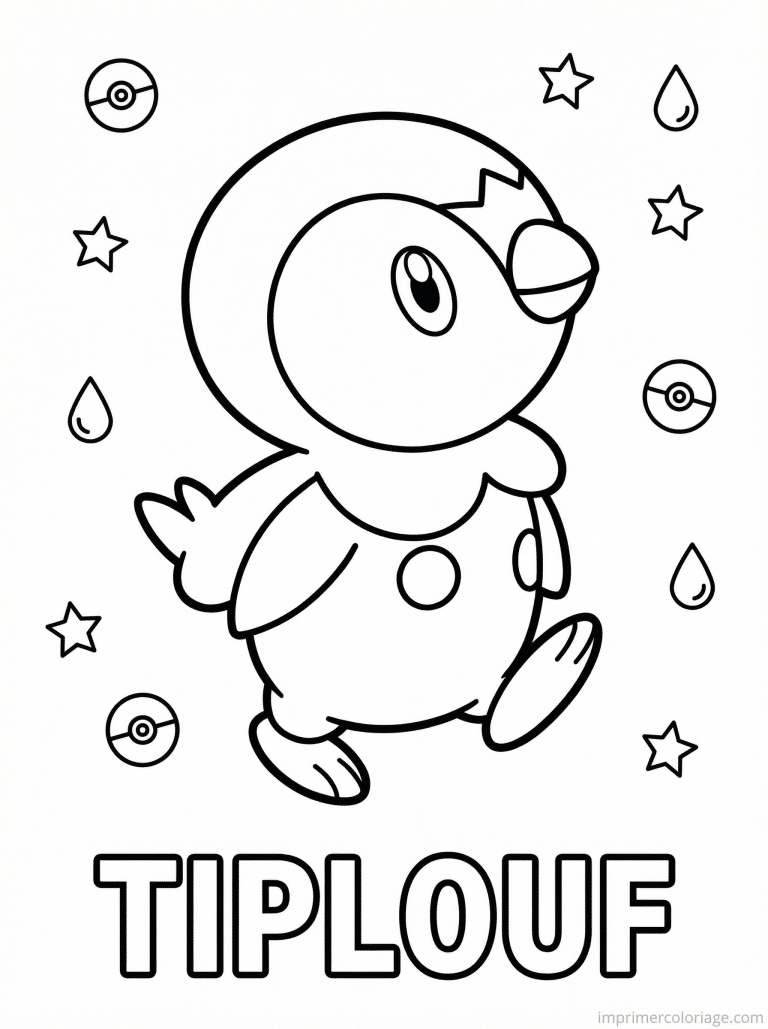 coloriage pokemon tiplouf marche fier - dessin gratuit &agrave; imprimer