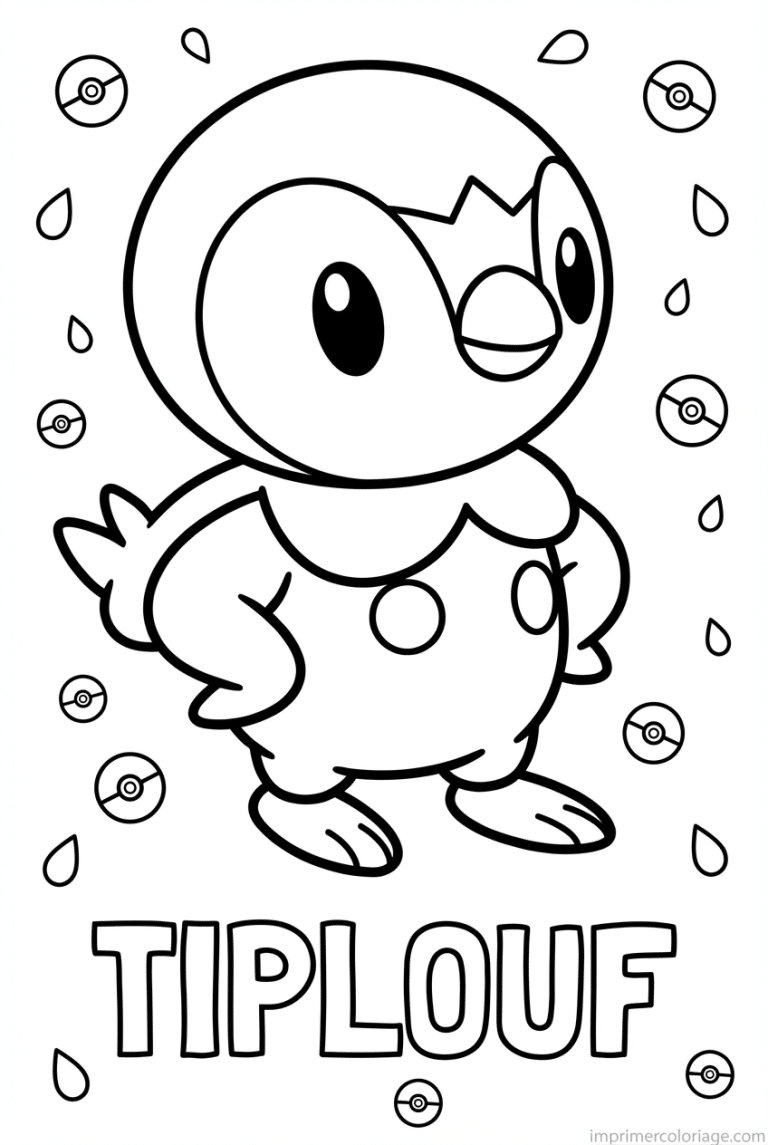 coloriage pokemon tiplouf pingouin fier - dessin gratuit &agrave; imprimer