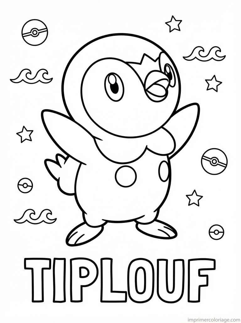 coloriage pokemon tiplouf pose iconique legendaire - dessin gratuit &agrave; imprimer