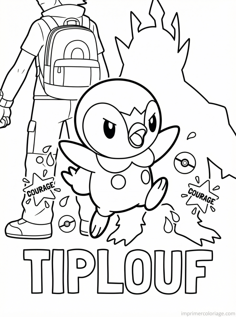 coloriage pokemon tiplouf protege dresseur - dessin gratuit &agrave; imprimer