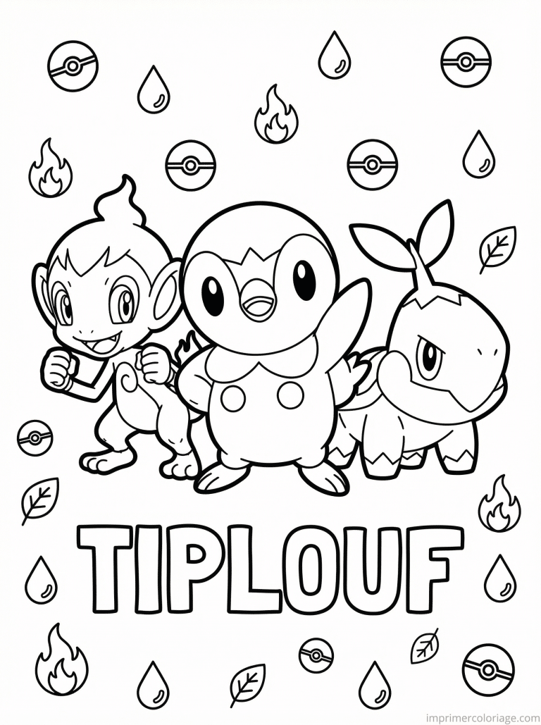 coloriage pokemon tiplouf trio starters sinnoh - dessin gratuit &agrave; imprimer