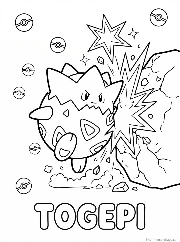 coloriage pokemon togepi charge surprise - dessin gratuit &agrave; imprimer