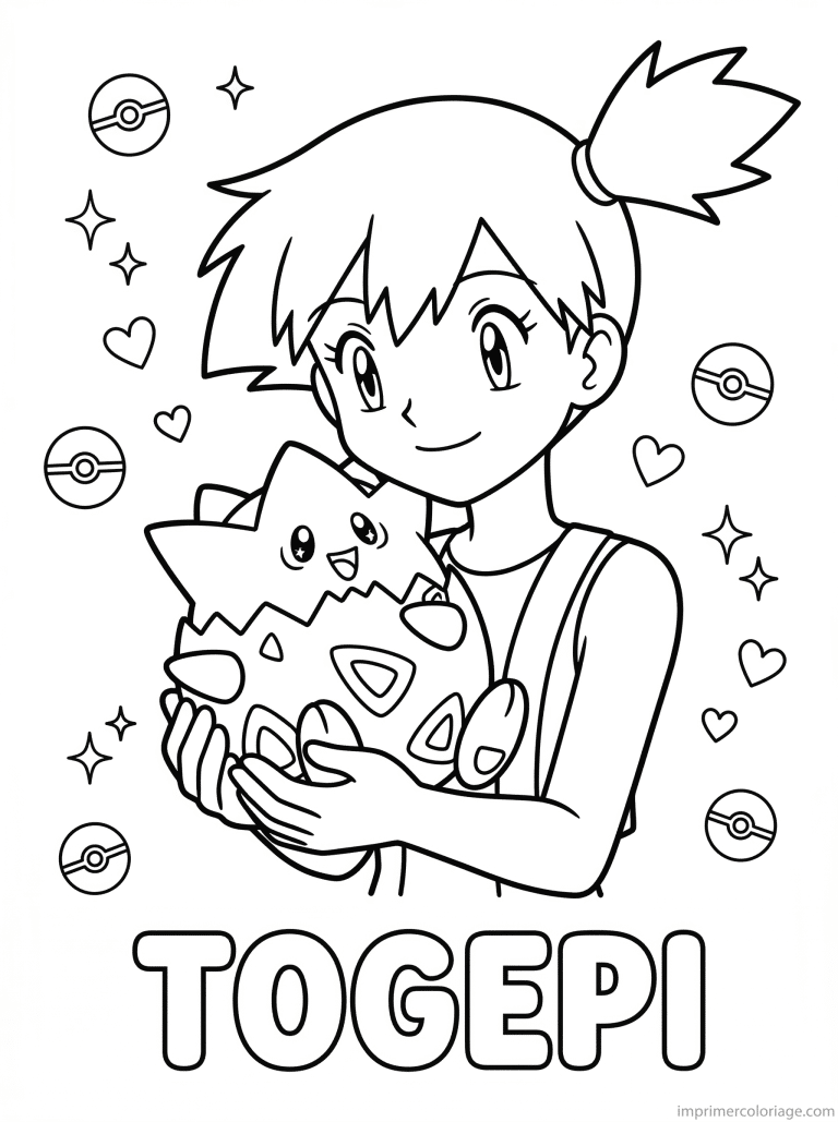 coloriage pokemon togepi dans mains ondine - dessin gratuit &agrave; imprimer