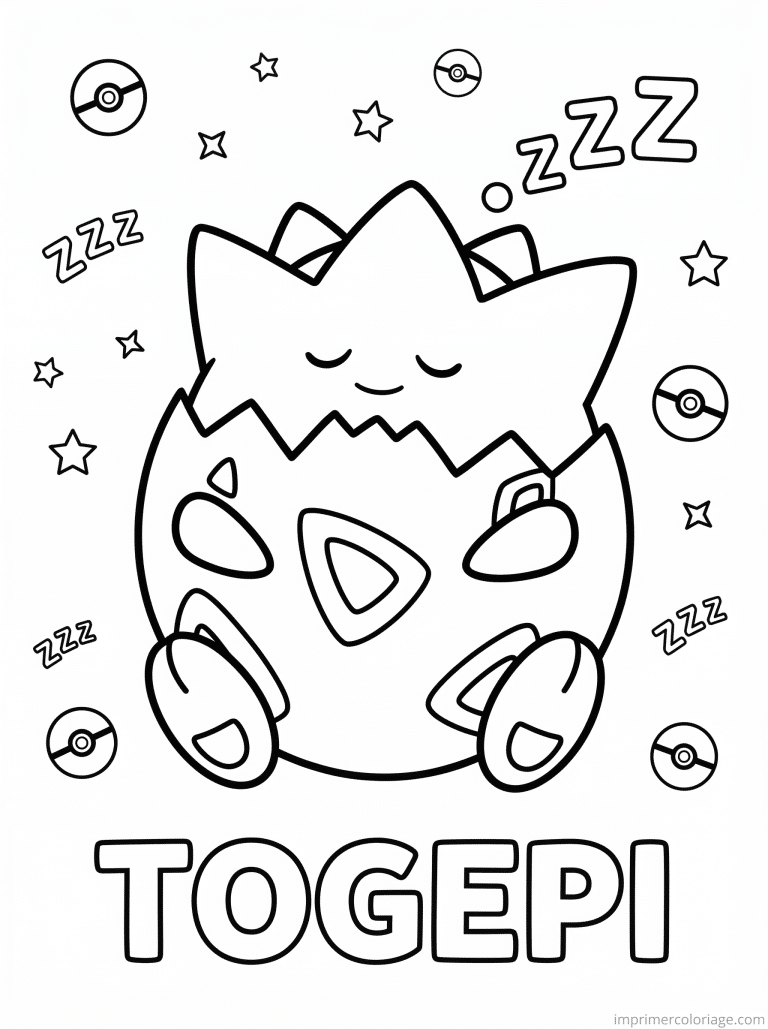 coloriage pokemon togepi dort oeuf - dessin gratuit &agrave; imprimer