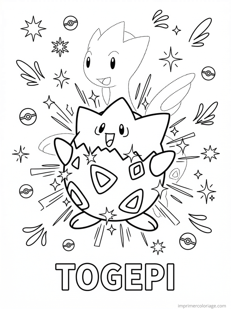 coloriage pokemon togepi evolution togetic - dessin gratuit &agrave; imprimer