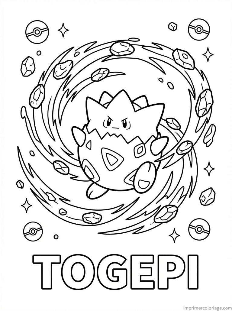 coloriage pokemon togepi force ancestrale - dessin gratuit &agrave; imprimer