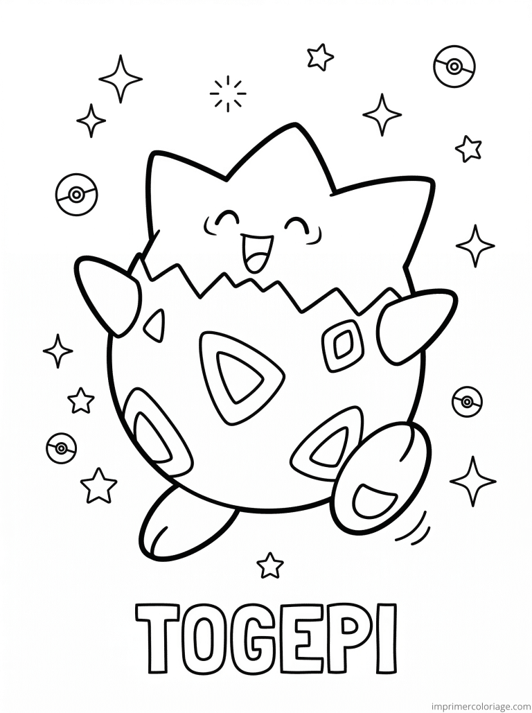 coloriage pokemon togepi marche bras ouverts - dessin gratuit &agrave; imprimer