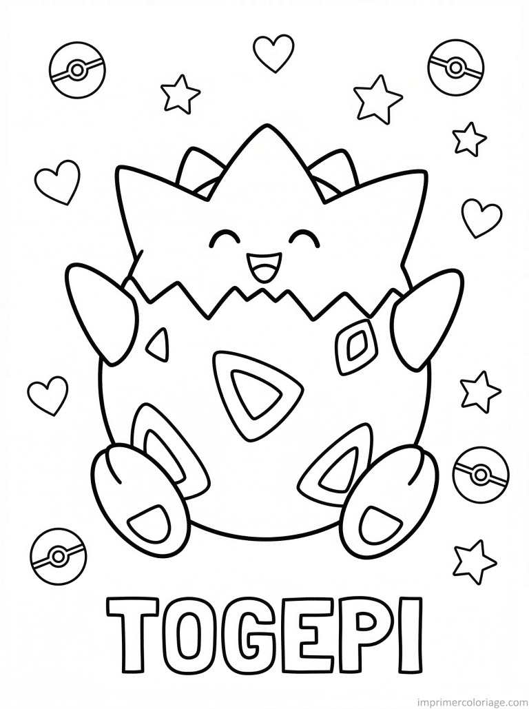 coloriage pokemon togepi pose iconique legendaire - dessin gratuit &agrave; imprimer