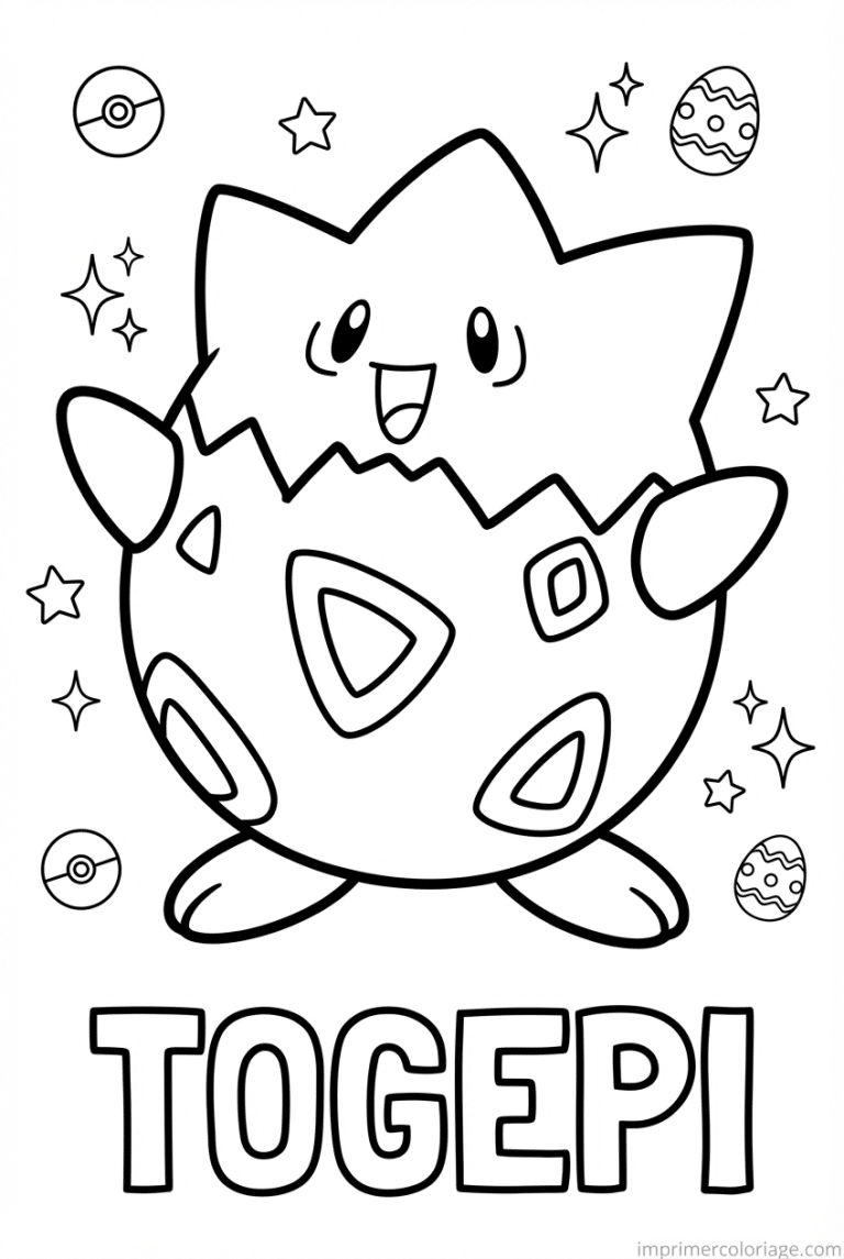 coloriage pokemon togepi qui marche - dessin gratuit &agrave; imprimer