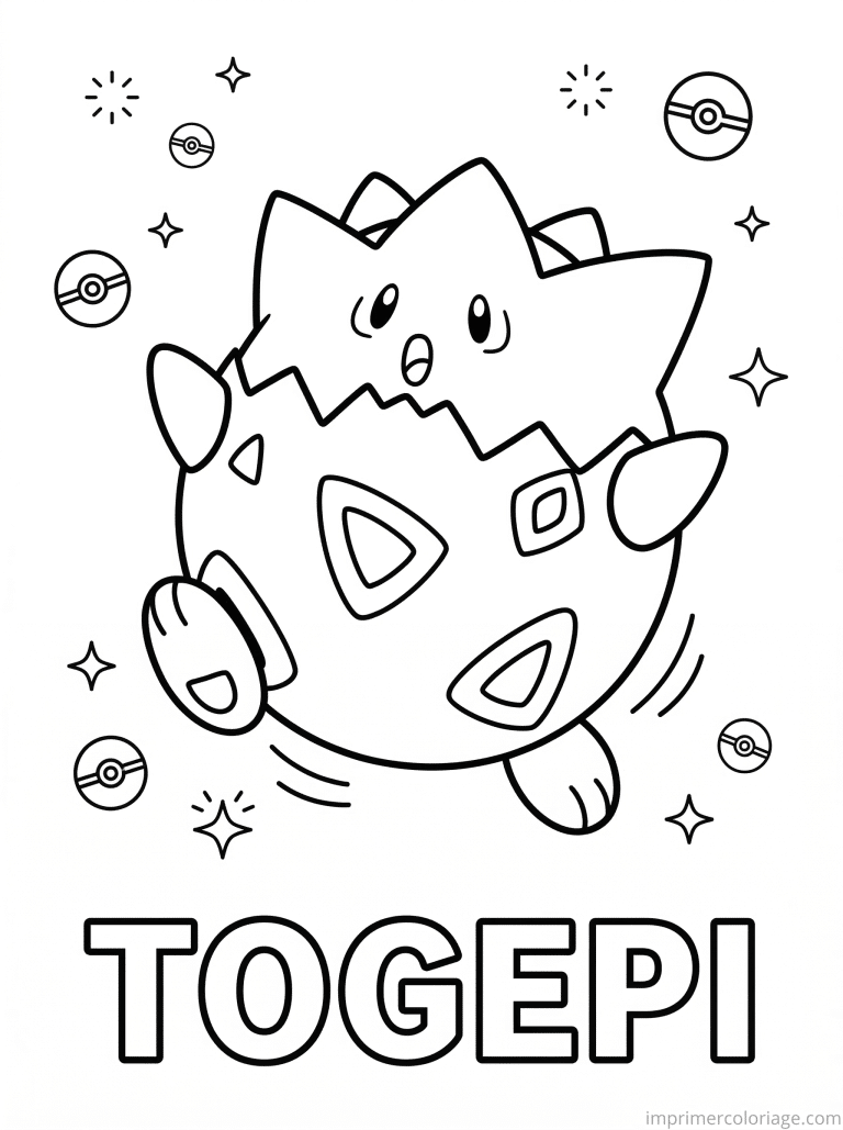 coloriage pokemon togepi roule surprise - dessin gratuit &agrave; imprimer