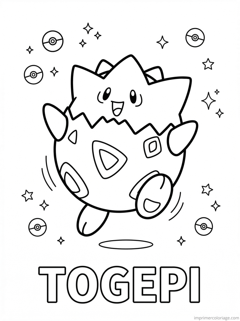 coloriage pokemon togepi saute joie - dessin gratuit &agrave; imprimer