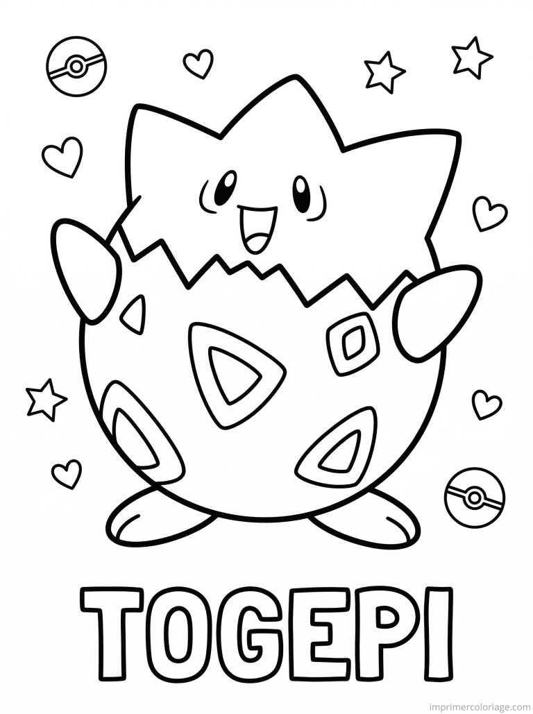 coloriage pokemon togepi sort oeuf joyeux - dessin gratuit &agrave; imprimer