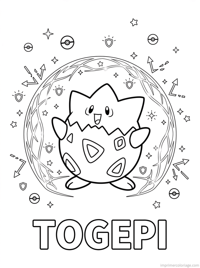 coloriage pokemon togepi voile sacre - dessin gratuit &agrave; imprimer