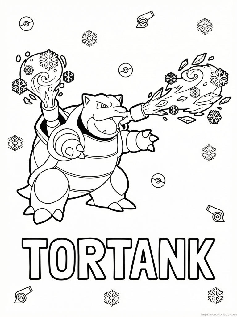 coloriage pokemon tortank blizzard canons - dessin gratuit &agrave; imprimer